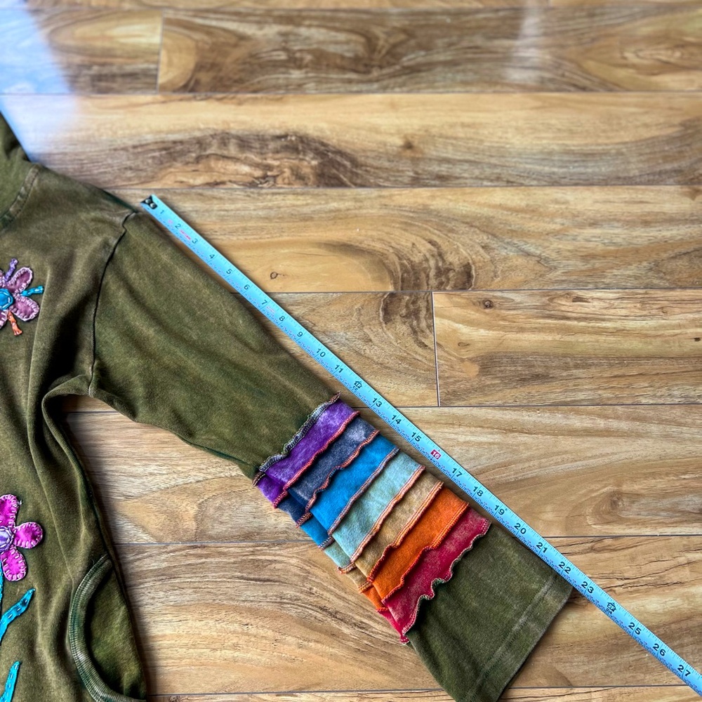 Y2 K Ark Floral 100% cotton Embroidered Women's Hoodie Jacket - Picture 9 of 9